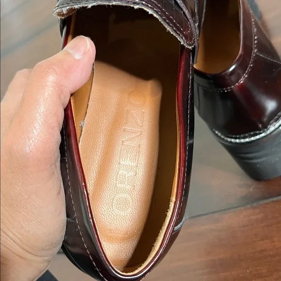 Lorenzo Mari Chunky Platform Tassel Leather Loafers size 40 Burgundy Preppy NWOB - Picture 5 of 10